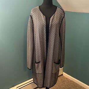 Talbots Long Navy Printed Cardigan Sweater Size XL
